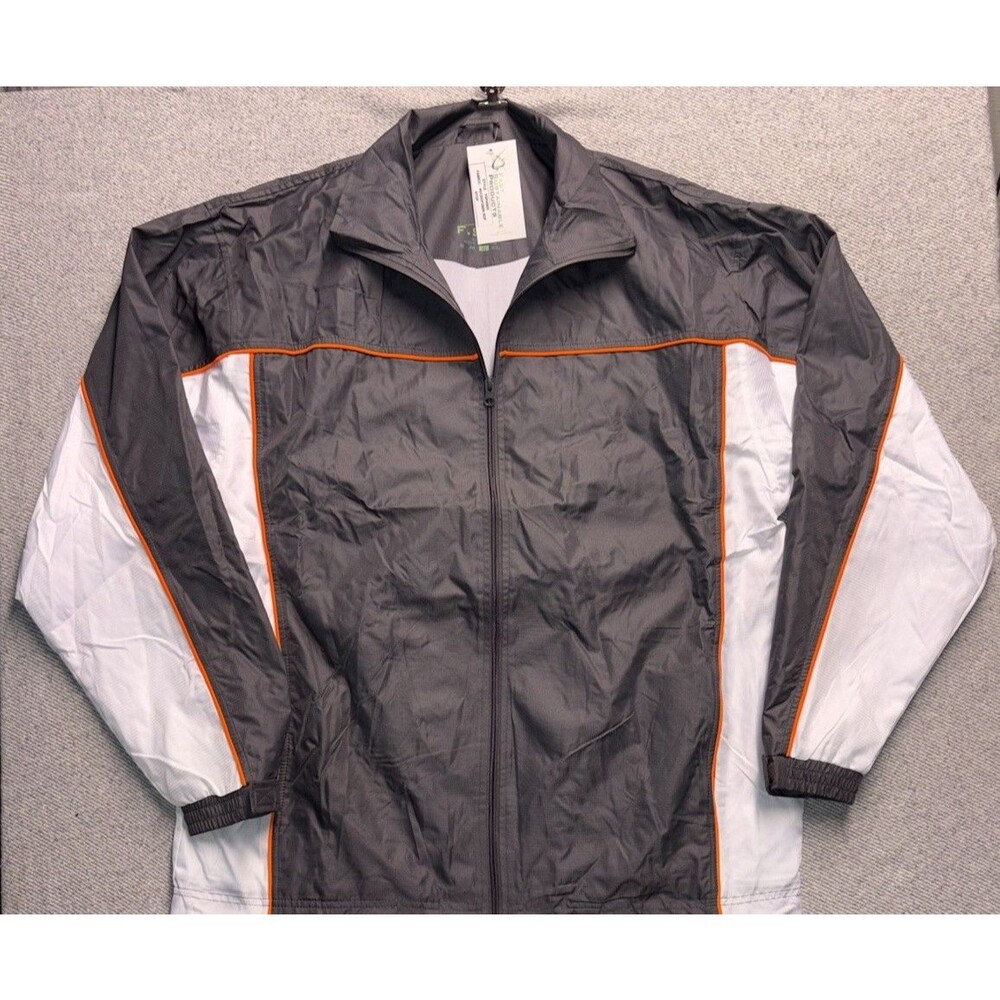 NWT F.S.P. Microfiber Ripstop Windbreaker - Charcoal/Orange Mens Large